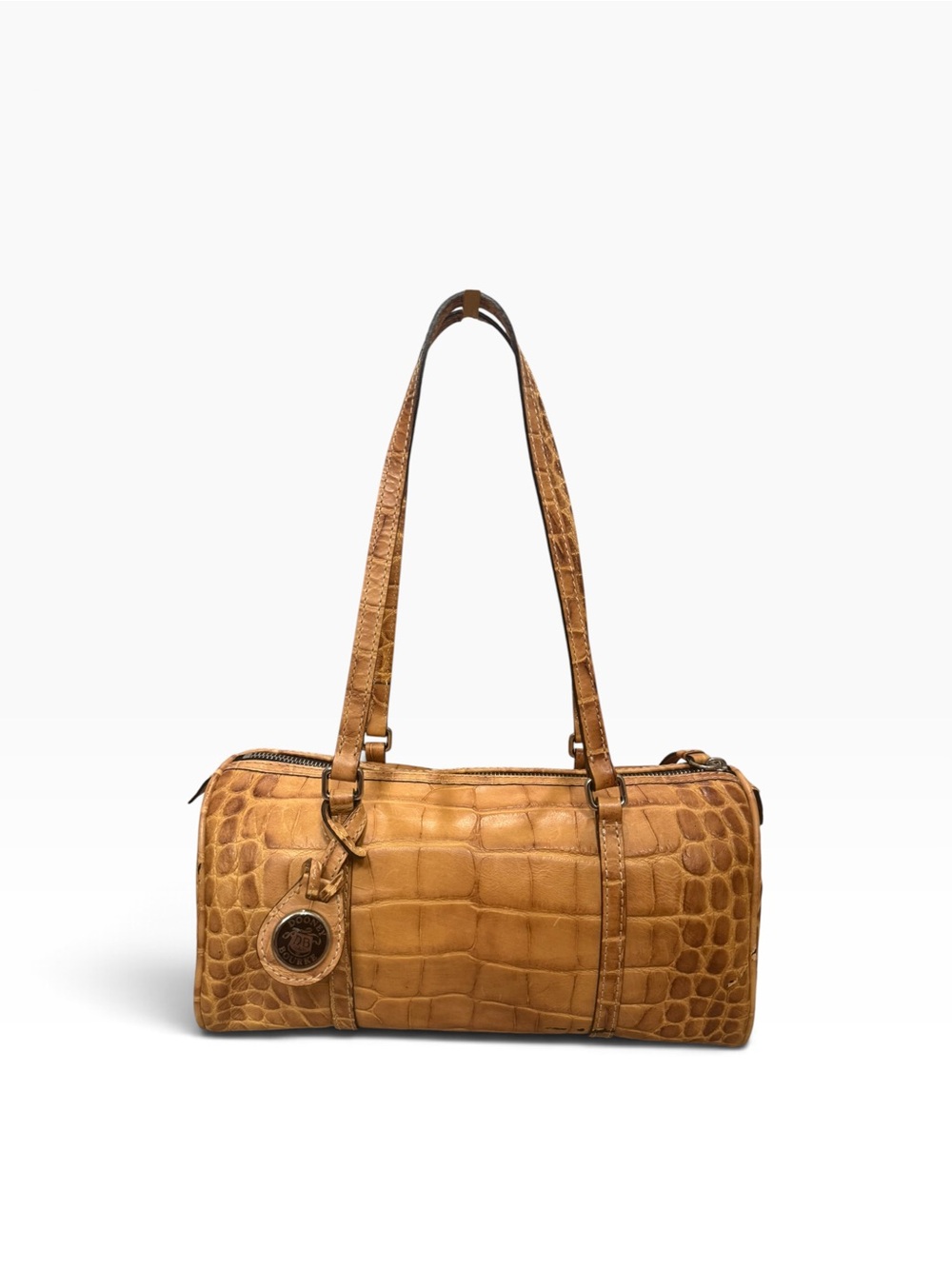 Dooney & Bourke Tan Croc-Embossed Barrel Shoulder Bag